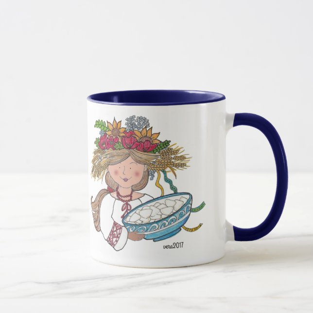 Mug Art populaire d'Ukrainien de fille de Perogie (Droite)