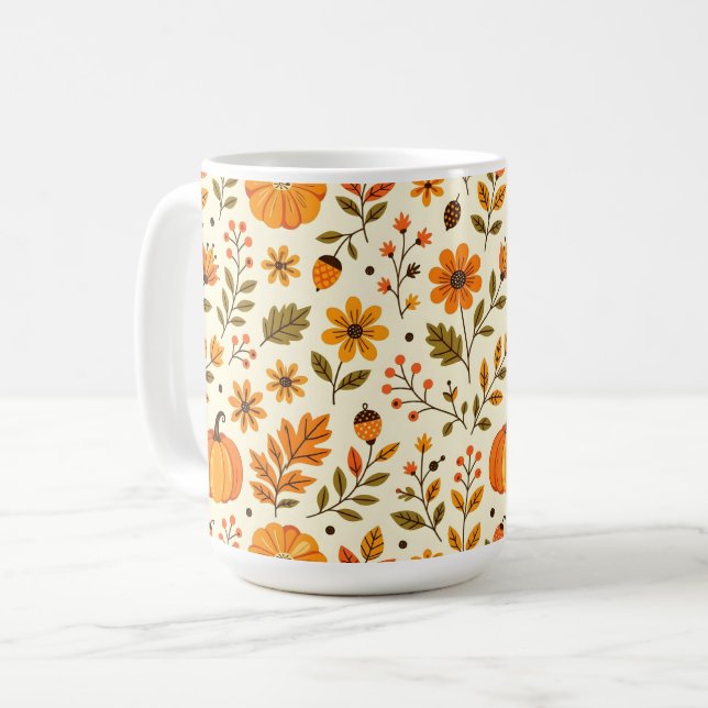 Mug Art populaire Fleurs d'automne Thanksgiving (Devant gauche)