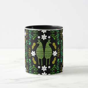 Mug Art populaire naïf d'oiseau de la nature rustique