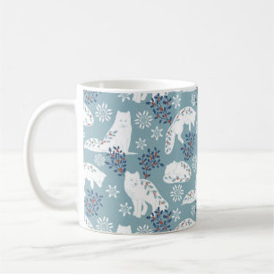 Mug Art populaire Renard arctique dans la neige avec H