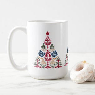 Mug Art populaire scandinave Arbre de Noël multicolore