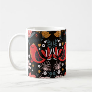 Mug art populaire scandinave coloré motif avec flore