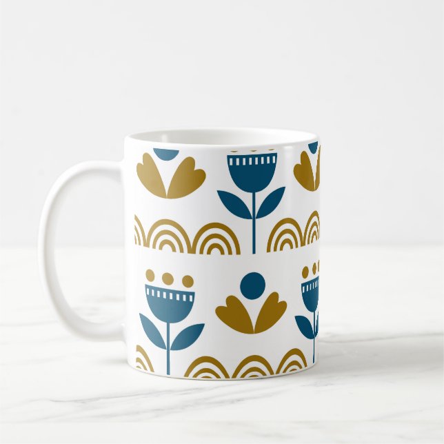 Mug Art populaire scandinave, motif coloré. (Gauche)