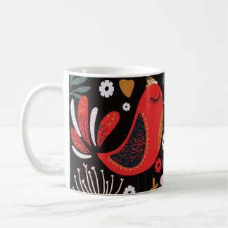 Mug Art populaire scandinave : Oiseaux colorés.