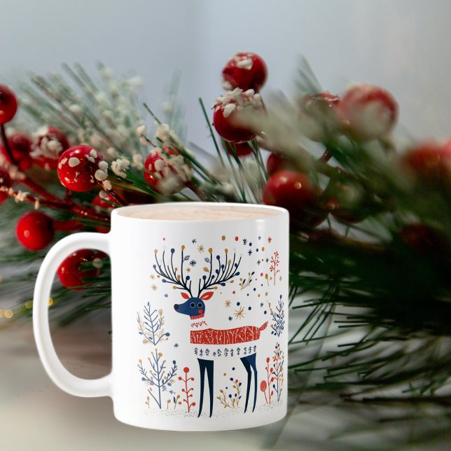 Mug Art populaire scandinave style cerfs vacances de N (Créateur téléchargé)