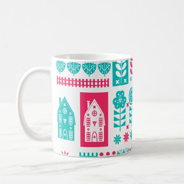 Mug Art populaire scandinave : Vintage sans couture (Gauche)