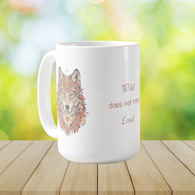 Mug Art psychédélique de loup floral boho  (Créateur téléchargé)