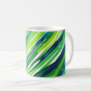 Mug Art rayures vert néon et bleu foncé