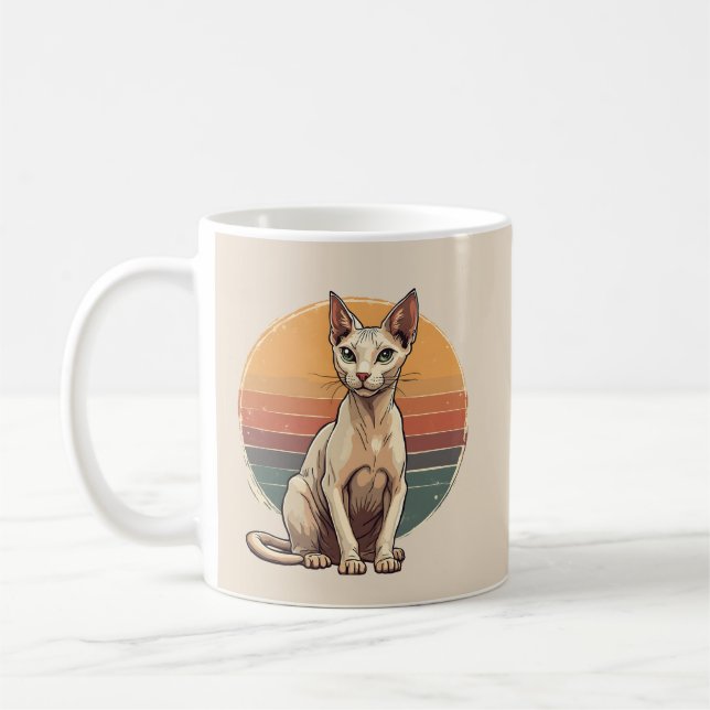 Mug Art Rétro de Mère Chat Sphynx Vintage (Gauche)