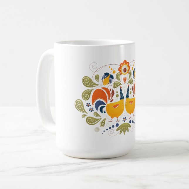 Mug Art simple slave Folk Rooster (Devant gauche)