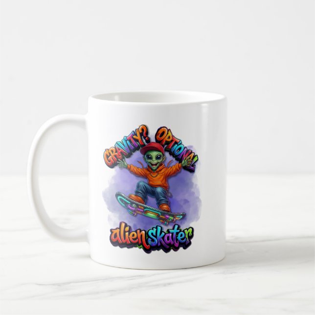Mug Art spatial Hoverboard Alien Skateur Gravité facul (Gauche)