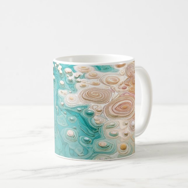 Mug Art topographique océanique abstrait (Devant droit)