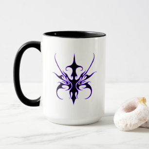Mug Art tribal noir et violet intense à lignes