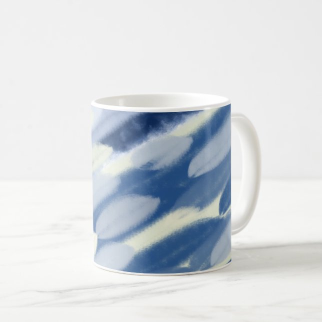 Mug Art unique bleu et blanc (Devant droit)