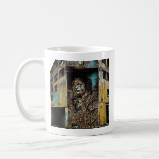 Mug Art urbain sur un bâtiment abandonné (Gauche)