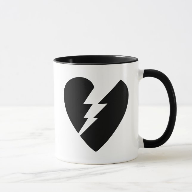 Mug Art vectoriel du coeur brisé noir et blanc (Droite)