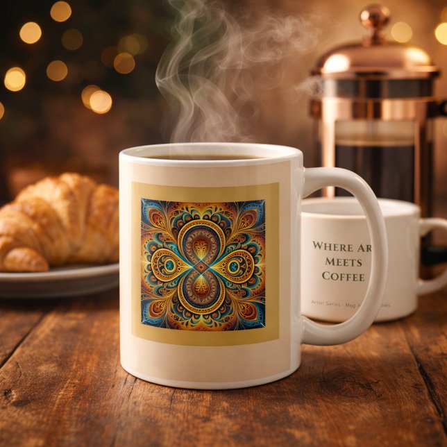 Mug Art vibrant de mandala fractal bohème (Créateur téléchargé)