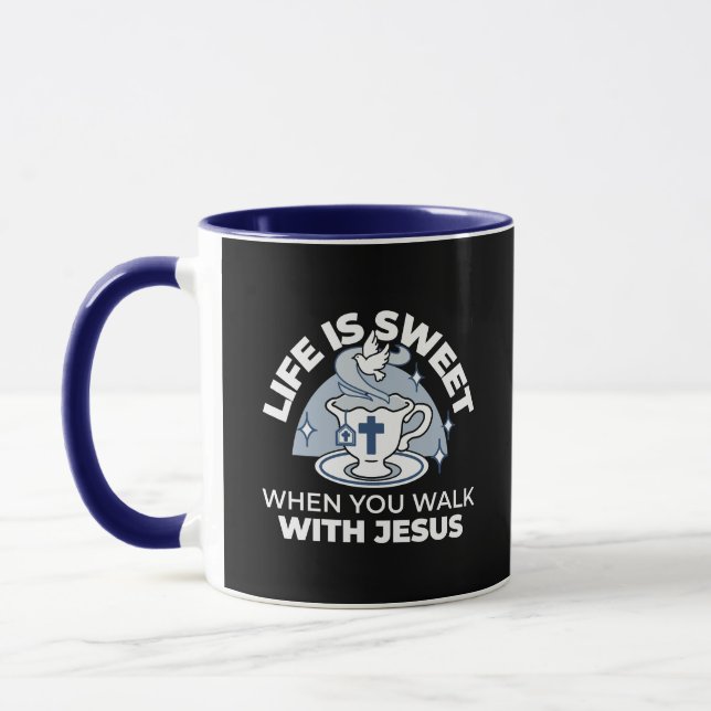 Mug Art Vivant Fidèle - Teacup avec Croix et Dove (Gauche)