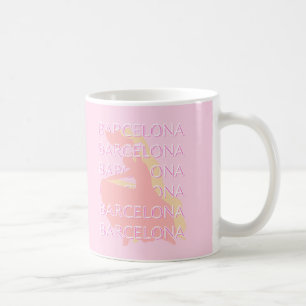 Mug Art Voyage de Barcelone, Espagne Art, Rose, Pastel