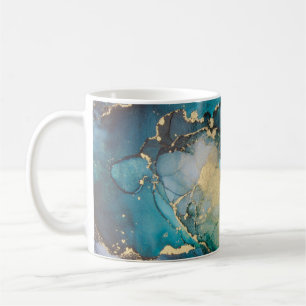 Mug Artabstracte turquoise d'alcool d'alcool noir, art