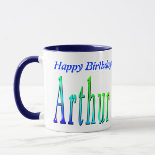 Mug Arthur, Joyeux Anniversaire Logo Bleu Combo Café M