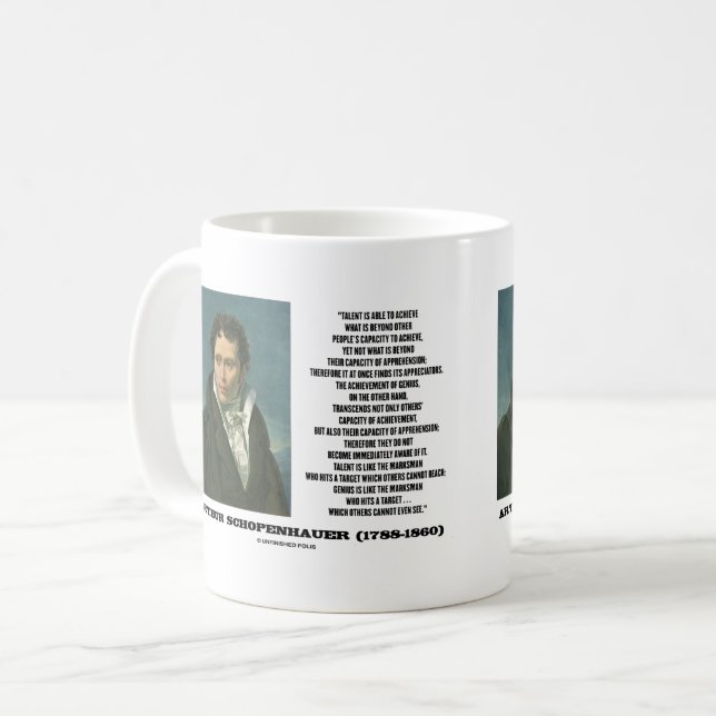 Mug Arthur Schopenhauer Talent contre Genius Citation (Devant gauche)