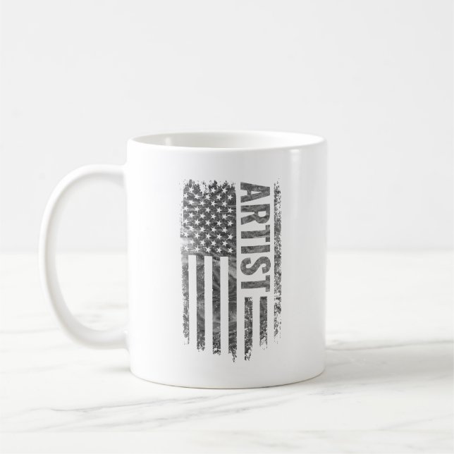 Mug Artist USA Flag Distressed design (Gauche)