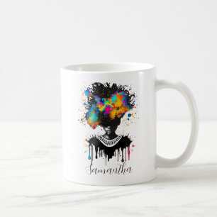 Mug Artiste Abstraite Afro Woman Noir et blanc