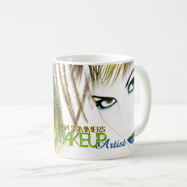 Mug Artiste De Maquillage Femme Avec Peacock Feather (Devant droit)