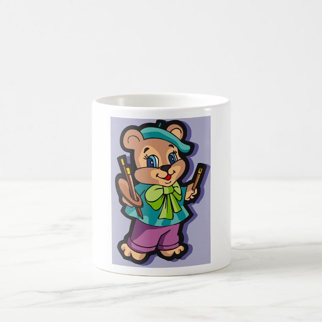 Mug Artiste Ourson avec Béret et Pinceaux (Créateur téléchargé)