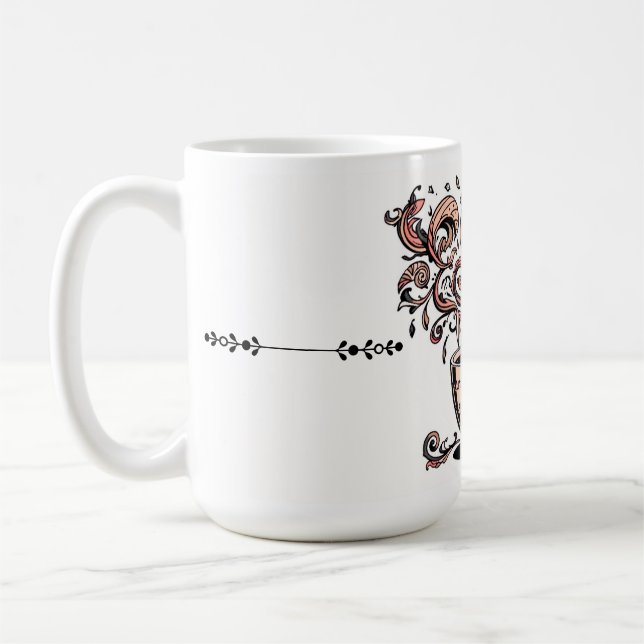 Mug Artistic Swirl Botanical Coffee Cup Illustration M (Gauche)