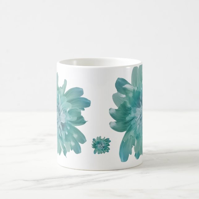 Mug Artistic Teal Blossom High-Definition Floral Ceram (Centre)