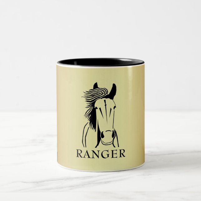 Mug Artistique Personnalisable Or/Cheval Noir (Centre)