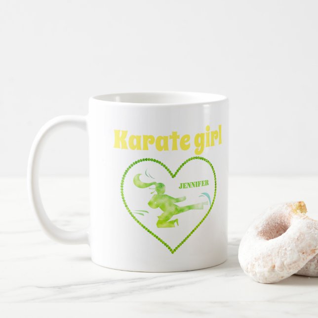 Mug Arts martiaux Karate Kick Girl Cute Modèle moderne (Avec donut)