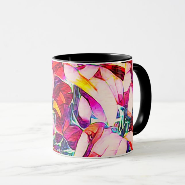 Mug Artsy Rouge, Violet Et Floral Rose (Devant droit)