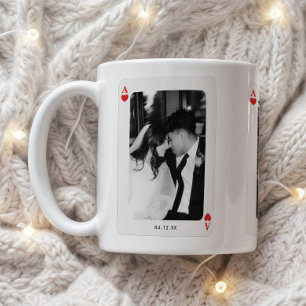 Mug As de cœur minimaliste Couple 3-Photos Personnalis