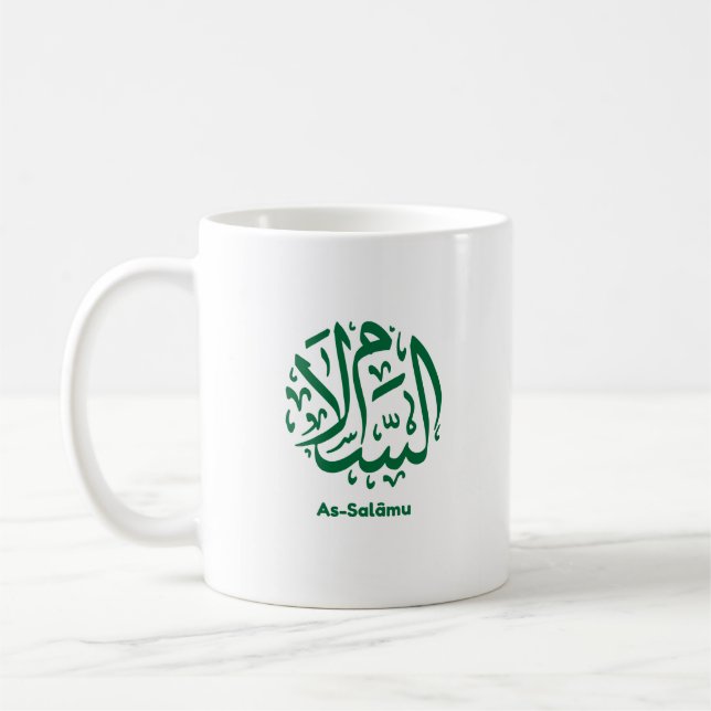 Mug As-Salaamu En Calligraphie Arabe Verte (Gauche)