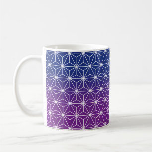 Mug Asanoha japonais traditionnel Imprimé bleu & viol