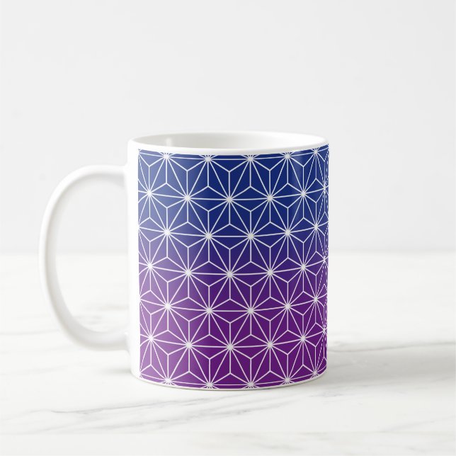 Mug Asanoha japonais traditionnel Imprimé bleu & viole (Gauche)