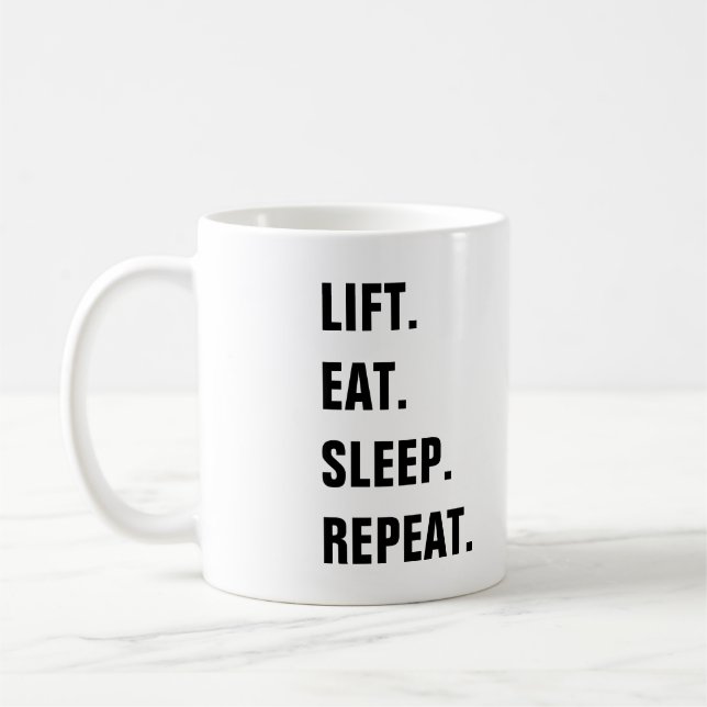 Mug Ascenseur. Mangez. Sommeil. Répétition (Gauche)