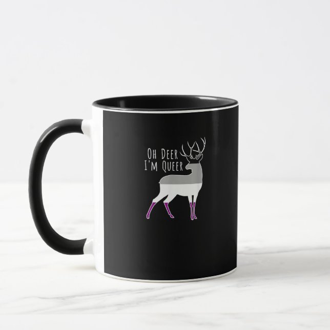 Mug Asexual Flag Oh Deer Queer Pride Funny LGBT Design (Gauche)