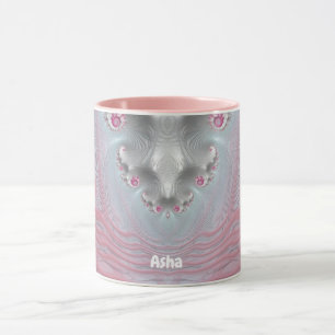 Mug ASHA ~ Zany 3D fractal ~ rose et blanc