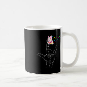 Mug ASL I Love You Hand Sign Language Butterfly Autism