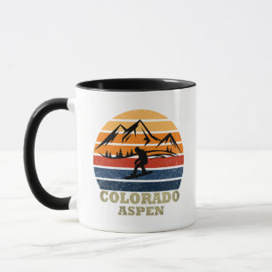 Mug Aspen Colorado snowboardeur vintage