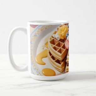Mug Assiette de petit-déjeuner gaufre aux fruits rouge