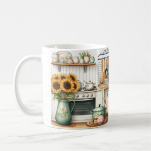 Mug Assiettes de cuisine rétro et tournesols
