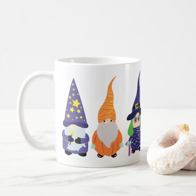 Mug Assistant Citrouille Sorcière Halloween Gnomes (Avec donut)