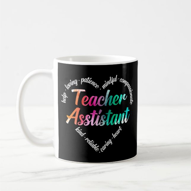 Mug Assistant enseignant Coeur Mot Cloud Aquarelle (Gauche)