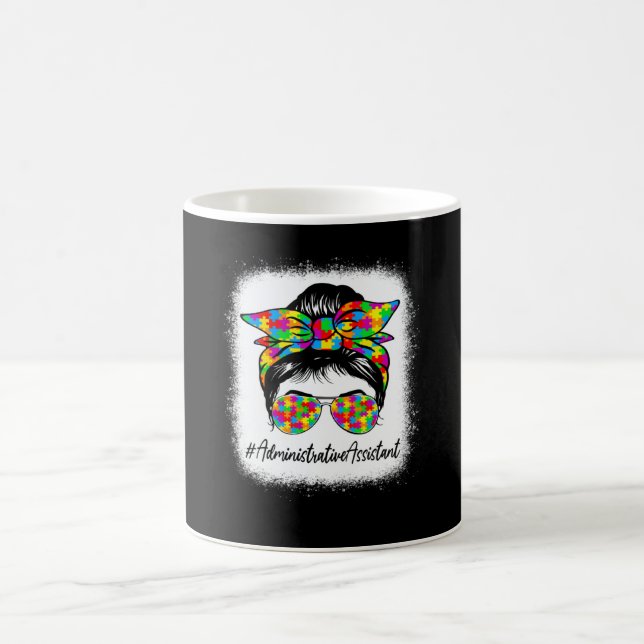 Mug Assistante Administrative Bun Messy Femmes Autisme (Centre)