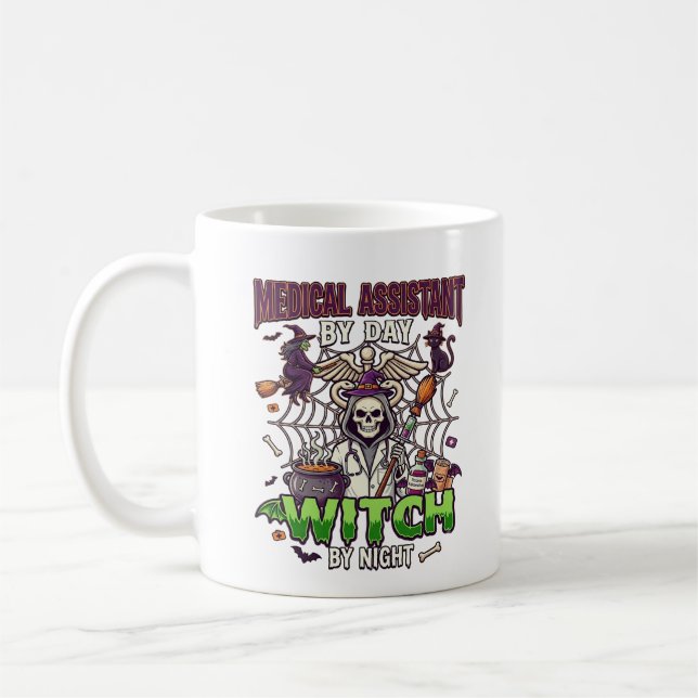 Mug Assistante médicale Sorcière Squelette Seringue Ch (Gauche)